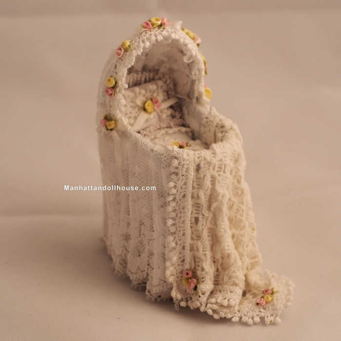 Yellow and Pink Rosette Bassinet - Click Image to Close